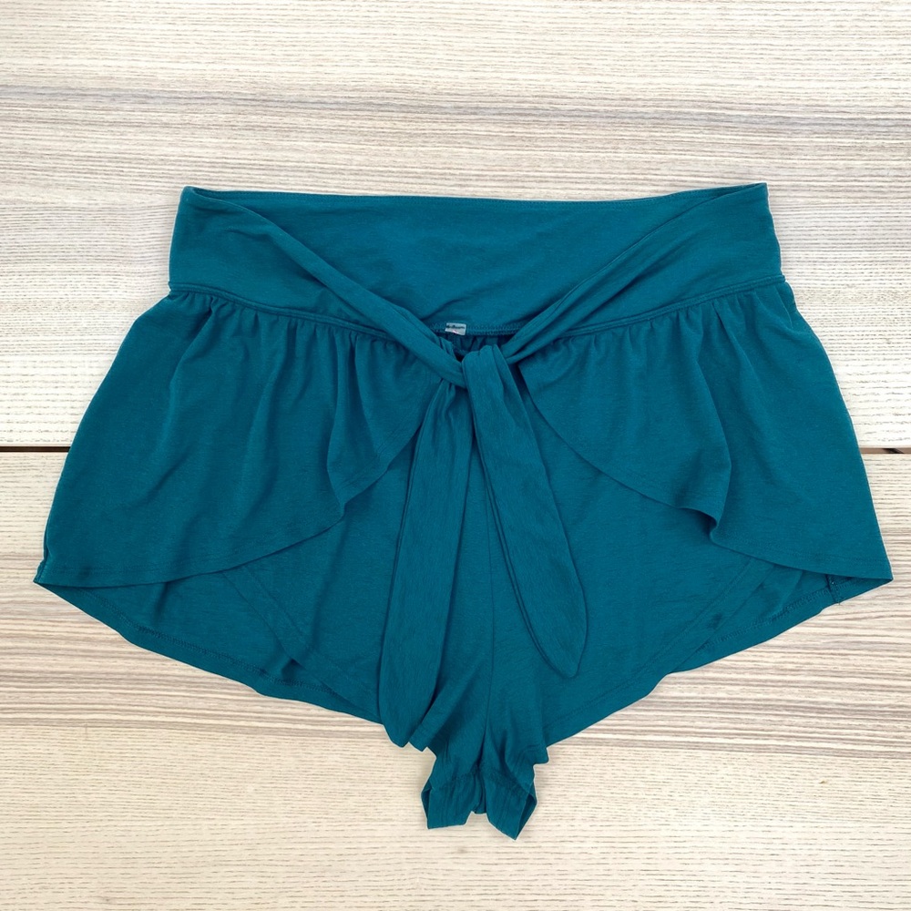 Free People Teal Tie-Front Shorts | Size M